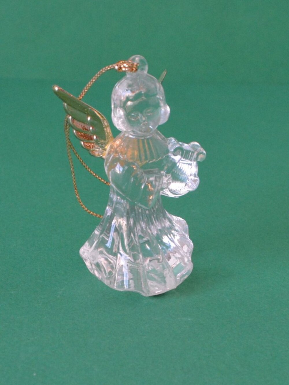 Miniature Item-Glass Angel with Gold Wings